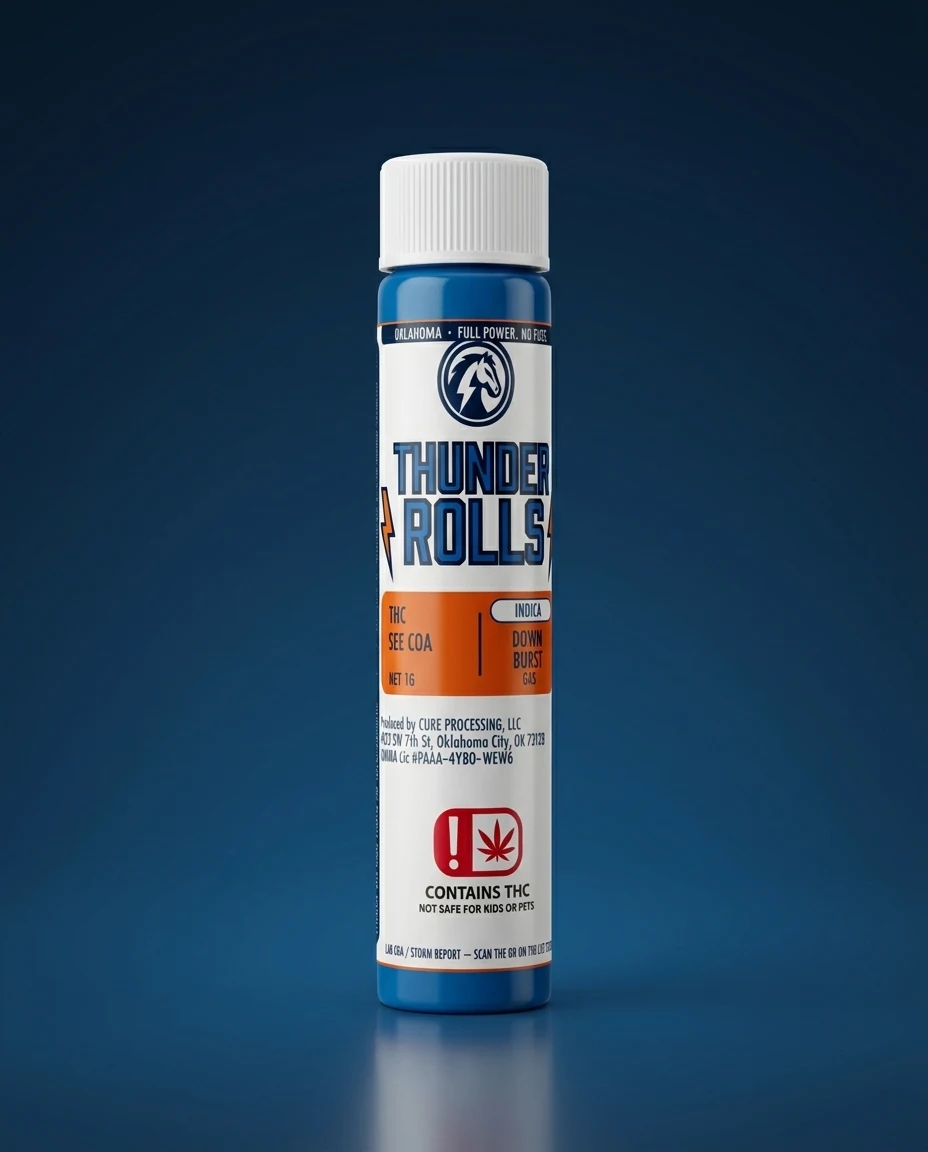 Blue Downburst 1g pre-roll tube, SEE COA.